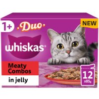 Whiskas Cat Pouch 1+ Duo Meaty Combos Jelly 85g 12pk x 4