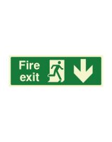 FIRE EXIT DOWN SIGN PHOTOLUMINESCENT 300MM X 100MM
