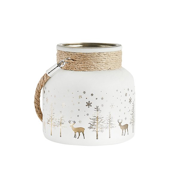 Medium Christmas Candle Holder With Rope - 12 x 12cm