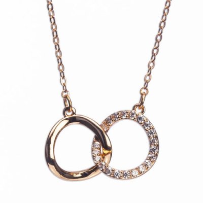 Newgrange Rose Gold interlocking Diamante Rings Necklace 