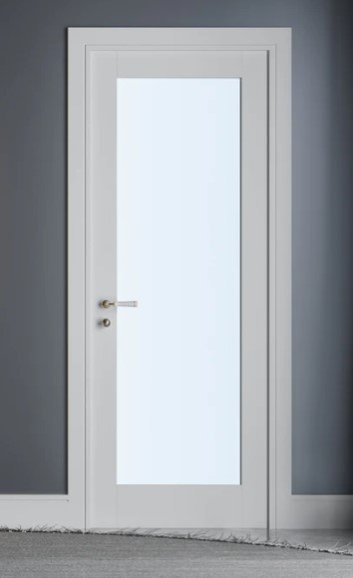 White Primed Shaker 1 Panel Clear Glass (No V Groove)