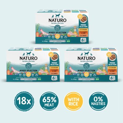 Naturo Senior Variety with Rice & Veg Trays 3 x 6 x 400g
