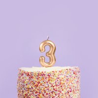 Gold Number '3' Candle