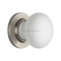 5010-SN - White Knob With Satin Nickel Base