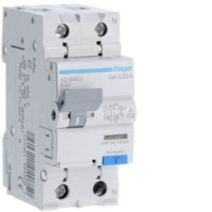 Hager 40A B Curve 30mA Type A RCBO AD940J
