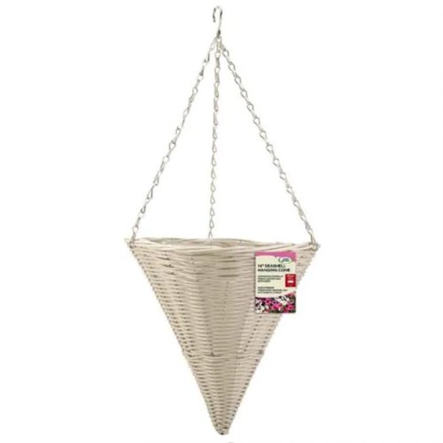 14" Seashell Faux Rattan Cone 2