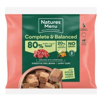 Natures Menu Frozen Dog Adult Complete and Balance 80-20 Nuggets Tender Cuts Of Beef With Fruits & Vegetables 1kg
