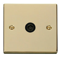 Click Deco Victorian Polished Brass with Black Insert Single Coaxial Socket | LV0101.0192