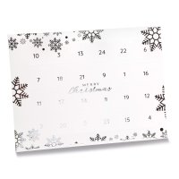 Premium white snowflake advent calendar - 24 choc - 10pcs