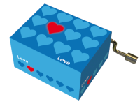 Music box, Happy Birthday, Blue & Red Heart.