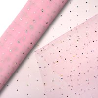Organza Roll Silver Dot On Pink - 29 x 10m