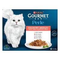 Gourmet Pearle Cat Pouch Country Medley Turkey Trout Duck Game 4x12x85gm 