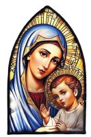 Metal Plaque with Light/Madonna & Child   (49005)