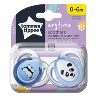 Tommee Tippee Anytime Twin Pack Boys And Girls Soother 0-6 Months Mixed
