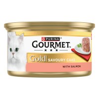 Gourmet 12621202 Gold Tinned Cat Food Savoury Cake Salmon 12x85gm 