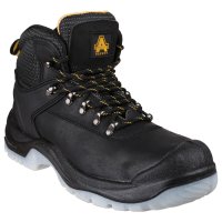 AMBLERS SAFETY BLACK CRAZY HORSE, DEEP PADDED HIKER WITH PU SCUFF CAP