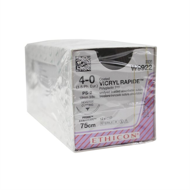 4 0 Vicryl Rapide Sutures 75cm X 12 19mm 3 8 Circle RC Johnson 