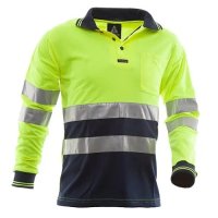 Hi-Vis D/N Polo Shirt, LS, Yellow/Navy