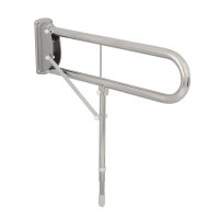 Bathex Double Arm Hinged Support Rail (Drop Down Leg - Aluminium Backplate) Sateen