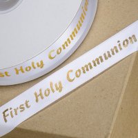 Printed Communion Ribbon Gold - 20mm x 25m