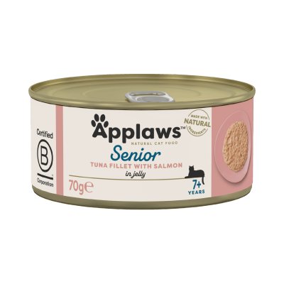 Applaws Cats Senior Tuna Fillets with Salmon Tins 24 x 70g