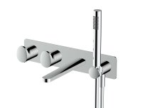RAK HORIZONTAL DUAL OUTLET THERMOSTATIC CONCEALED SHOWER VALVE WITH HANDSET AND BATH SPOUT IN CHROME (RAK-PORTOFINO, RAK-POSITANO AND RAK-ISHIA)