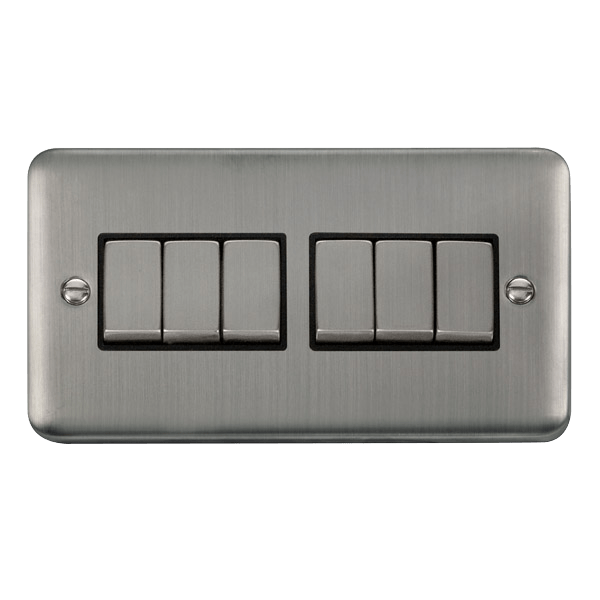 Click Deco Plus 6G 2W Switch Stainless Steel Black Insert DPSS416BK