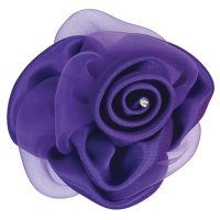 Large Satin Organza Rose With Clip Purple - Dia 10cm