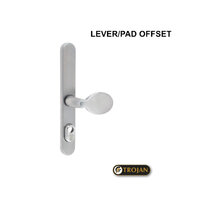 SPARTA BRUSH STEEL SECURITY DOOR HANDLE LEVER/PAD OFFSET