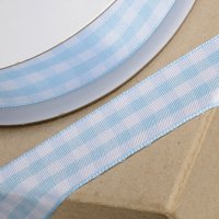 Gingham Ribbon Blue - 20mm x 25m