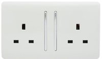 TRENDI 2 GANG 13 AMP SWITCHED SOCKET WHITE
