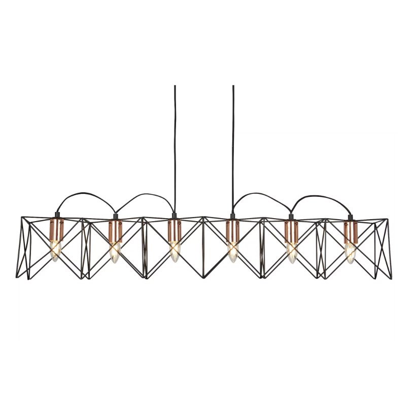 Anthea 6 Light Pendant in black metal and copper, product code 8416-6BK
