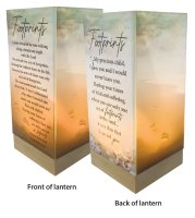 Glass Lantern/Wood Base/Footprints   (84602)