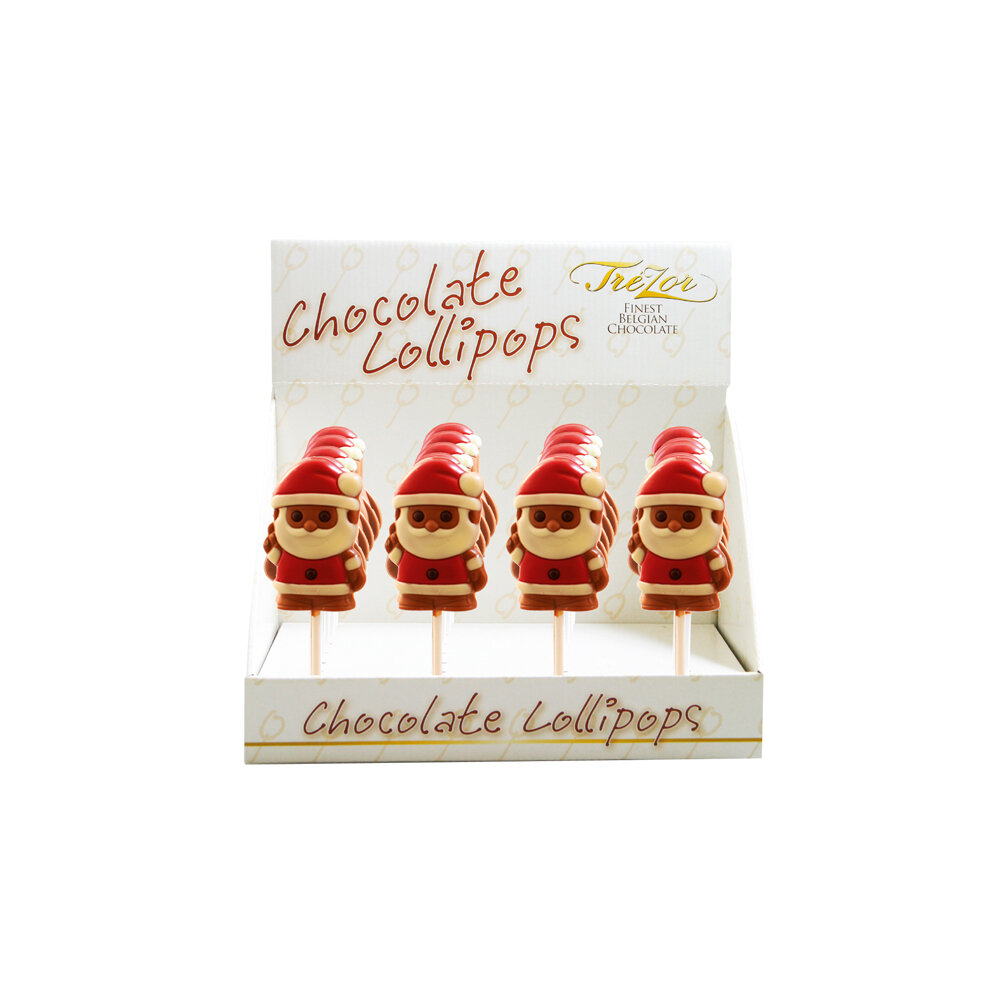 Solid decorated milk chocolate Santa lolly 24x30g House of Sarunds