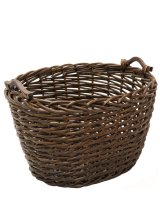Oval Dark Tapered Log Basket Square