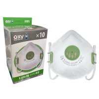 FFP3 Reusable Respirator Mask/Valve - White/Green One Size