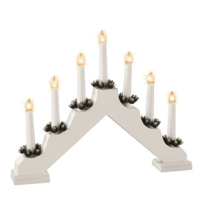 Traditional 7 Light Wooden Candlebridge - White