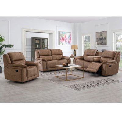 Indiana 3 Seater Manual Recliner Sofa - Coffee 1