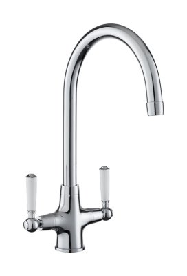  Rangemaster Aquaclassic Dual Lever - Chrome with White Levers TAQCLASSDLCM/WH