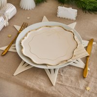 Gold & White Wavy Edge Bow Paper Plates - Pack of 8