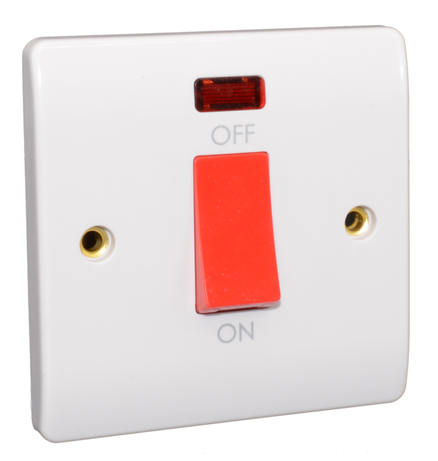 Slim Line Cooker Switch 45A 1 Gang With Neon In Stock CESCO
