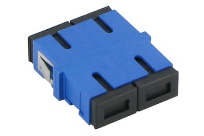 Adapter SC Duplex, SM, blauw ZR sleeve with flange