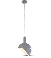 E14 Plastic Pendant Lampholder with Slide Aluminum Lampshade Grey