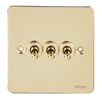 Schneider Flat Plate 3 Gang 2 Way Toggle Switch