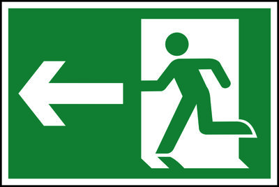 Safety Sign Running Man Arrow Left PVC 300x200mm