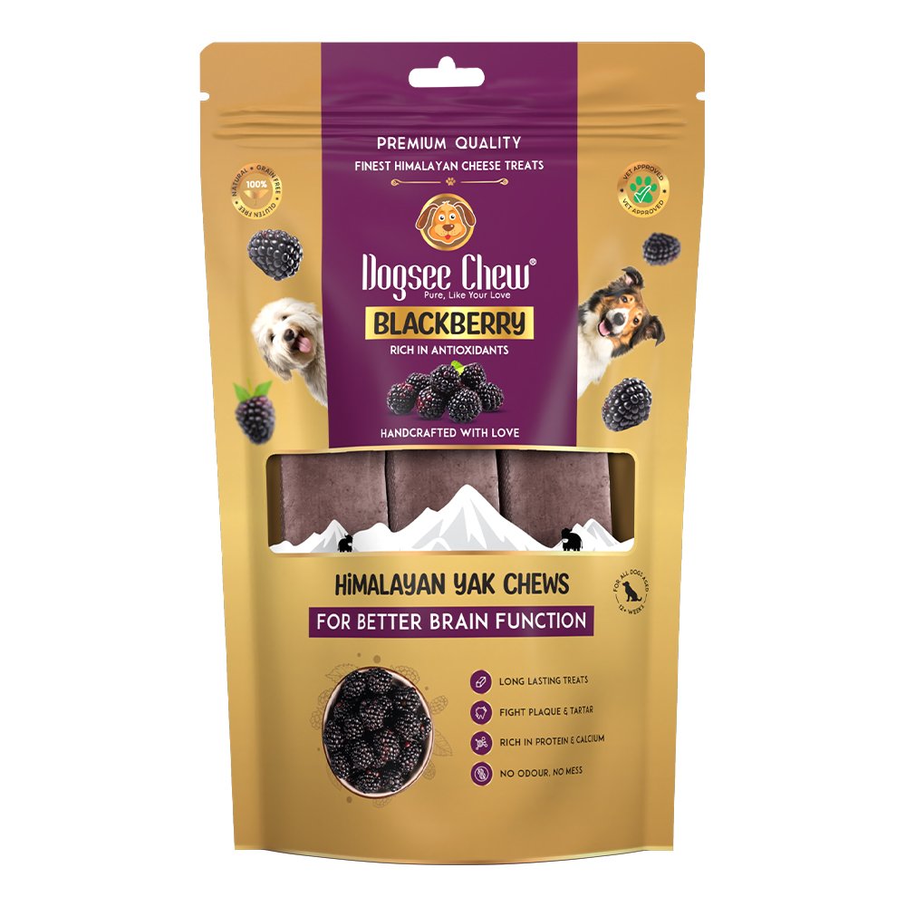 Dogsee Chew Himalayan Yak Dog Chews Blackberry Medium 2pk 10x140gm