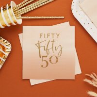 Gold Foiled 'Fifty' Paper Napkins - Pack of 16