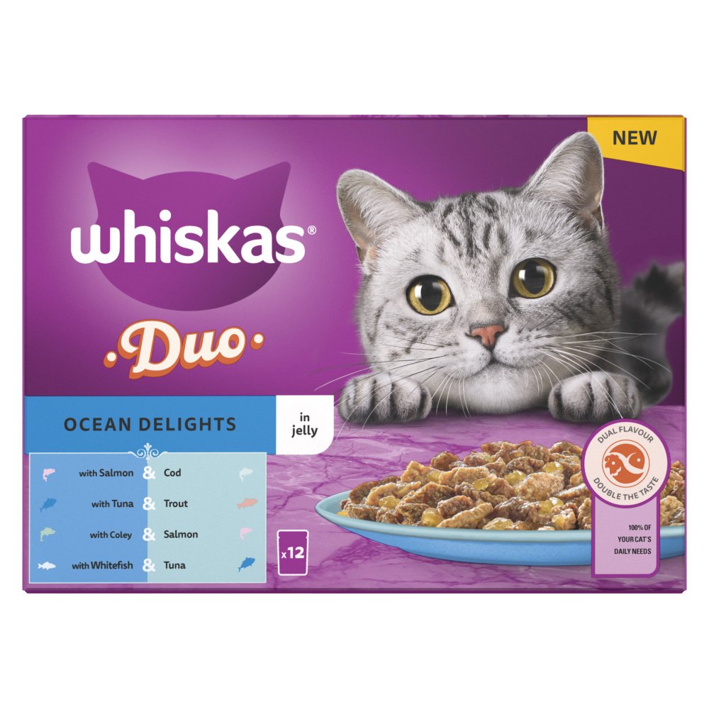 Whiskas Pouch 1 Plus Cat Duo Ocean Delights in Jelly 4x12x85g
