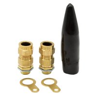Wiska M16L Brass Cable Gland Kit With Brass Locknut And Black Shroud OD 8.5 - 13.5mm (Pack Of 2) CW1