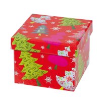 2 tier tower of rigid boxes - red with tree design x 5sets